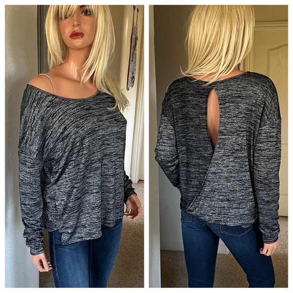 Rag & Bone / Jean Heather Gray Comfy Top w/ open back - Picture 3 of 12
